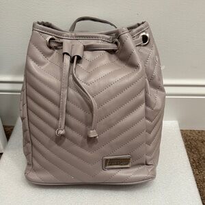 Bella Rosa Gray Quilted Bucket backpack Bag